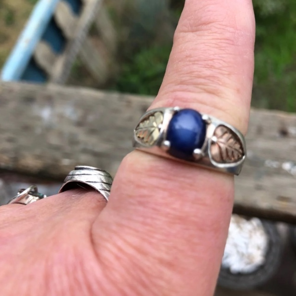 Black hills gold and silver Star Sapphire Ring